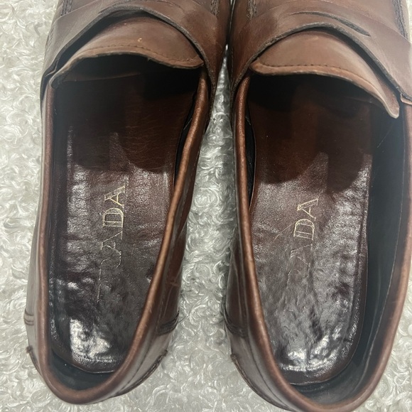 Prada Men Penny Loafers Brown Leather Slip On - Picture 10 of 14